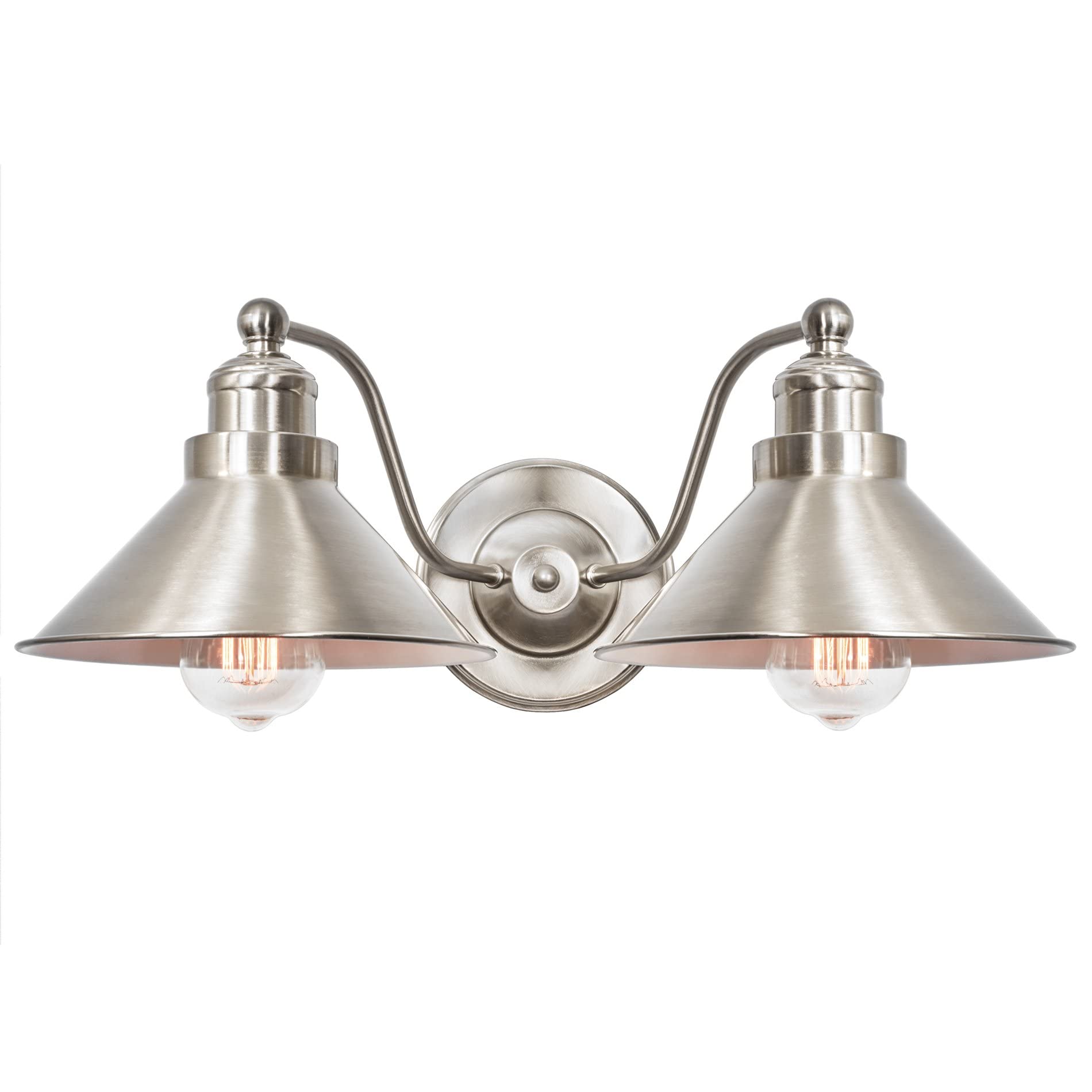 Kira Home Welton 19" Modern Industrial 2-Light Wall Sconce, Brushed Nickel Finish
