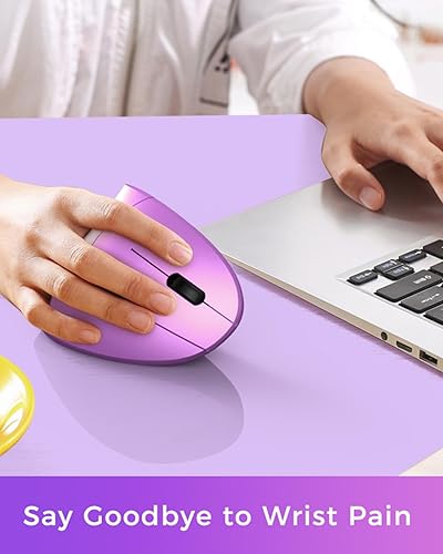 Miniatura 9 de Lekvey Ratón ergonómico, ratón vertical inalámbrico recargable de 2.4 GHz, ratón óptico de túnel carpiano 80012001600 DPI, 6 botones, para laptop,