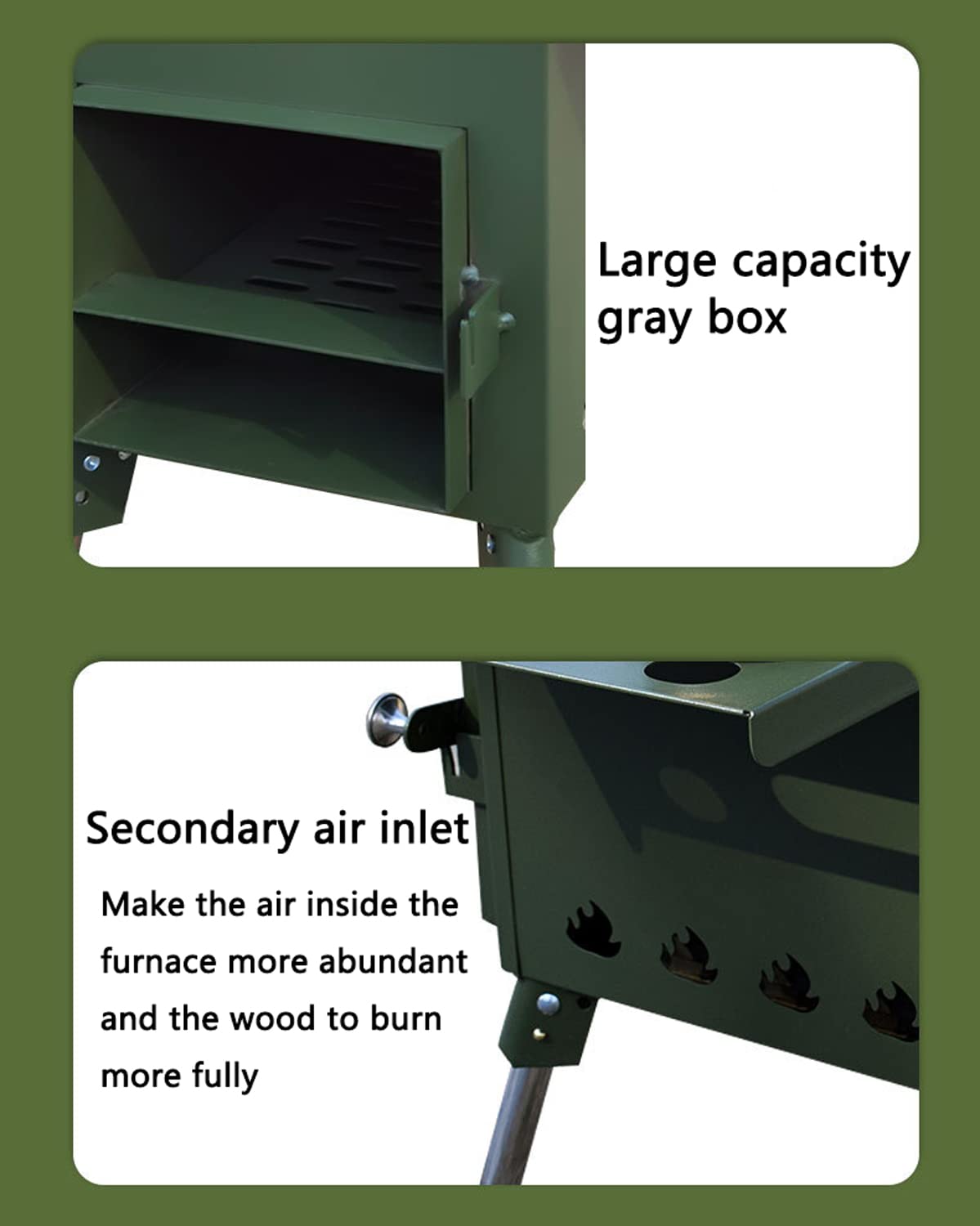 Réchaud à Bois pour Tente d'extérieur avec 3 cheminées Construction en Acier Inoxydable de précision pour Tente Poêles à Bois pour Chauffage Domestique Camping Pêche sur Glace Cuisine Randonnée Voya