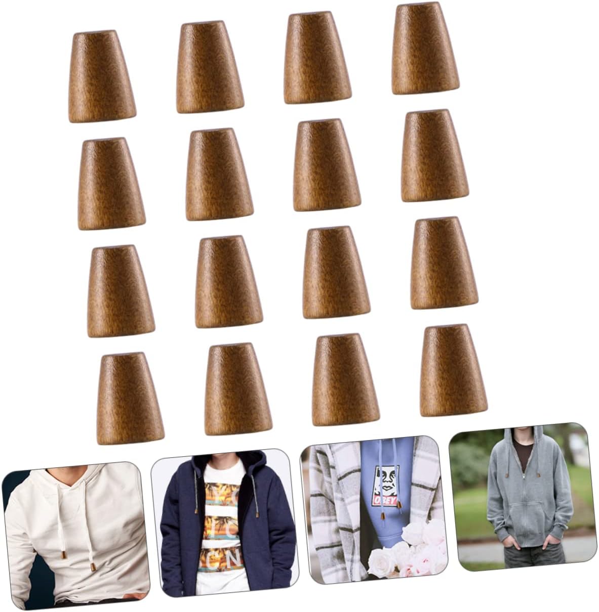 STOBOK 200pcs Wooden Drawstring Cord Locks for Clothing Bags and Sportswear Easy to Use Stopper Fasteners for Ropes Lanyards and Umbrellas