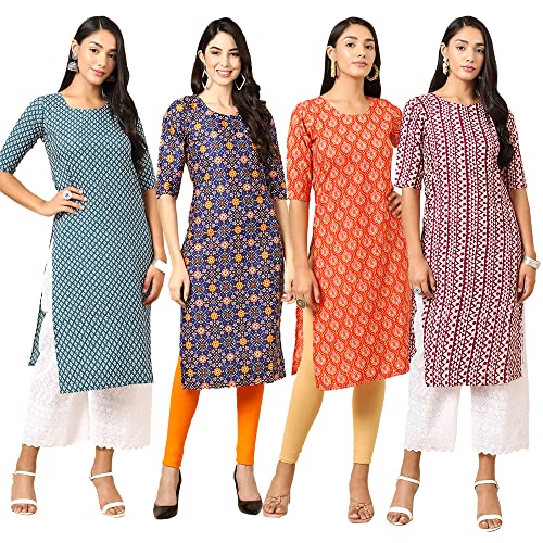 Image of Pinkmint Women's Crepe Digital Print Straight Kurta (RM-348-370-360-366)