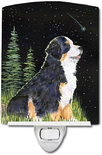 Caroline's Treasures SS8468CNL - Luz nocturna de cerámica para perro de montaña bernés, con certificación UL, ideal para dormitorio, baño,