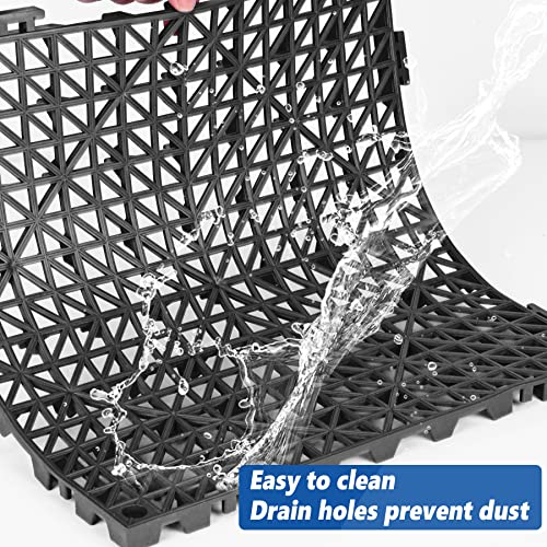 Image of ToLanbbt Modular Interlocking Cushion 12P 11.8 inch x 11.8 inch Interlocking Rubber Floor Drain Holes Non-Slip Splicing Drainage Mats for Deck, Shower, Kitchen, Drain Pool, Sauna Bath, Indoor Outdoor (Black)