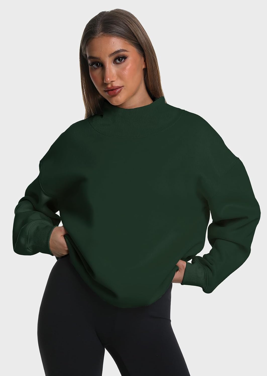 Kottke Womens Oversized Sweatshirts Turtleneck Pullover Long Sleeve Hoodies Tops Fall Fashion Outfits Clothes Green