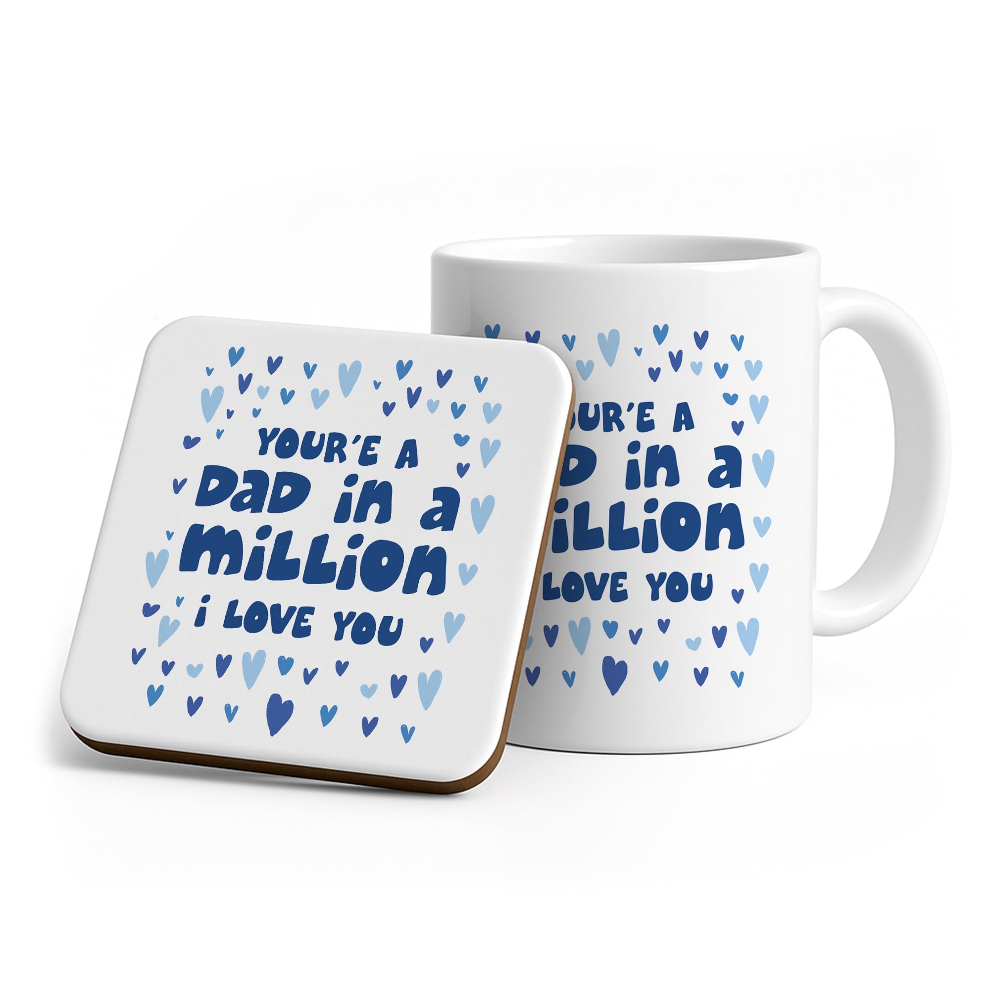 RED OCEAN Gifts for Dad Mug and Coaster for Birthday Father's Day, Dad Gift from Daughter and Son, Happy Fathers Day, Novelty Mug for Men, Daddy Gift