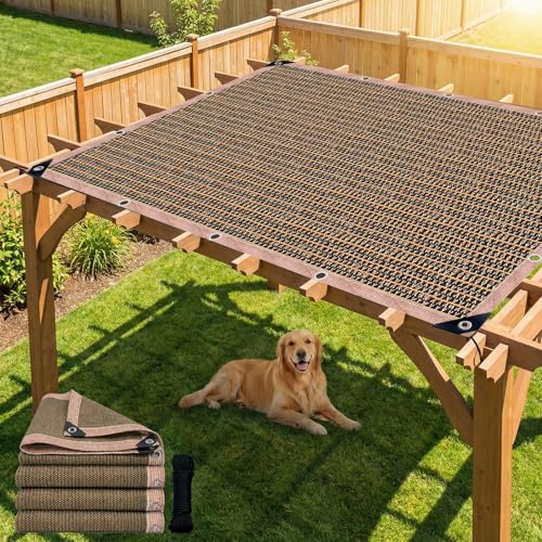 LCYFBE Shade Cloth for Garden, 3.3 x 6.6 FT 90% Mesh Tarp with Grommets Shade Cloth for Greenhouse,Patio,Vegetables,Plants Cover and Chicken Coops, Mocha Shade Net for Outdoor Garden