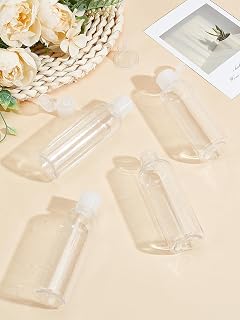 3Pcs Small Squeeze Plastic Bottles, Column PET Flip Top Cap Bottles with Label Stickers and Funnel Hopper for Acrylic Paint Soap Lotion Travel Essentials, 3.9x12.2cm