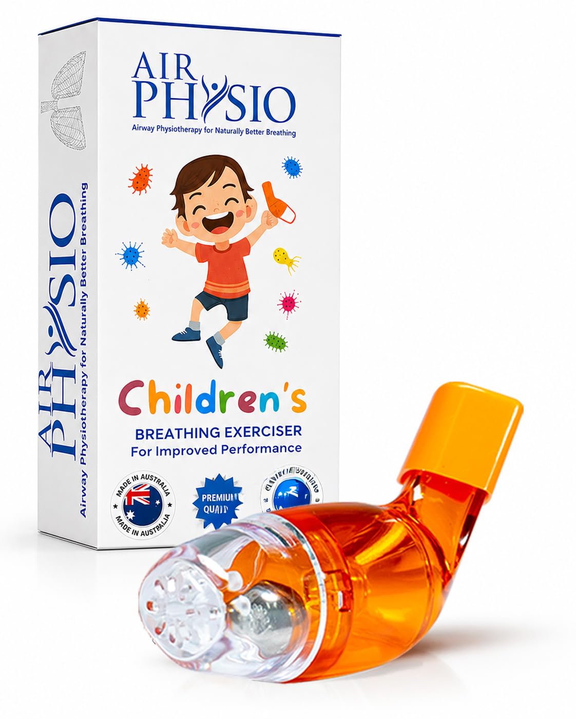 AirPhysio Naturalne urządzenie do rozszerzania płuc i oczyszczania śluzu dla dzieci, ćwiczenie oddechowe, pomoc w terapii oczyszczającej
