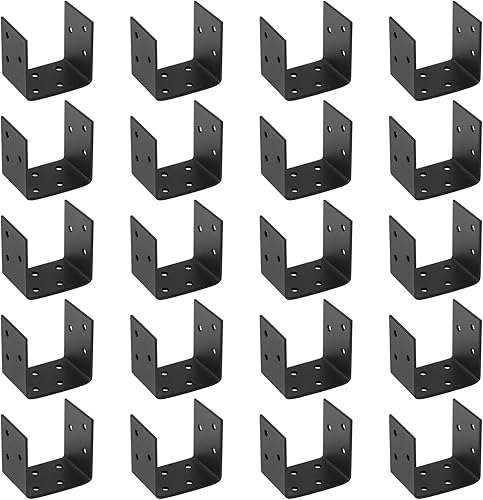 Miniatura 9 de 4 soportes negros de medio poste, para conectores de anclaje de poste de 4 x 4, soporte de soportes para viguetas de marco de cubierta, tamaño