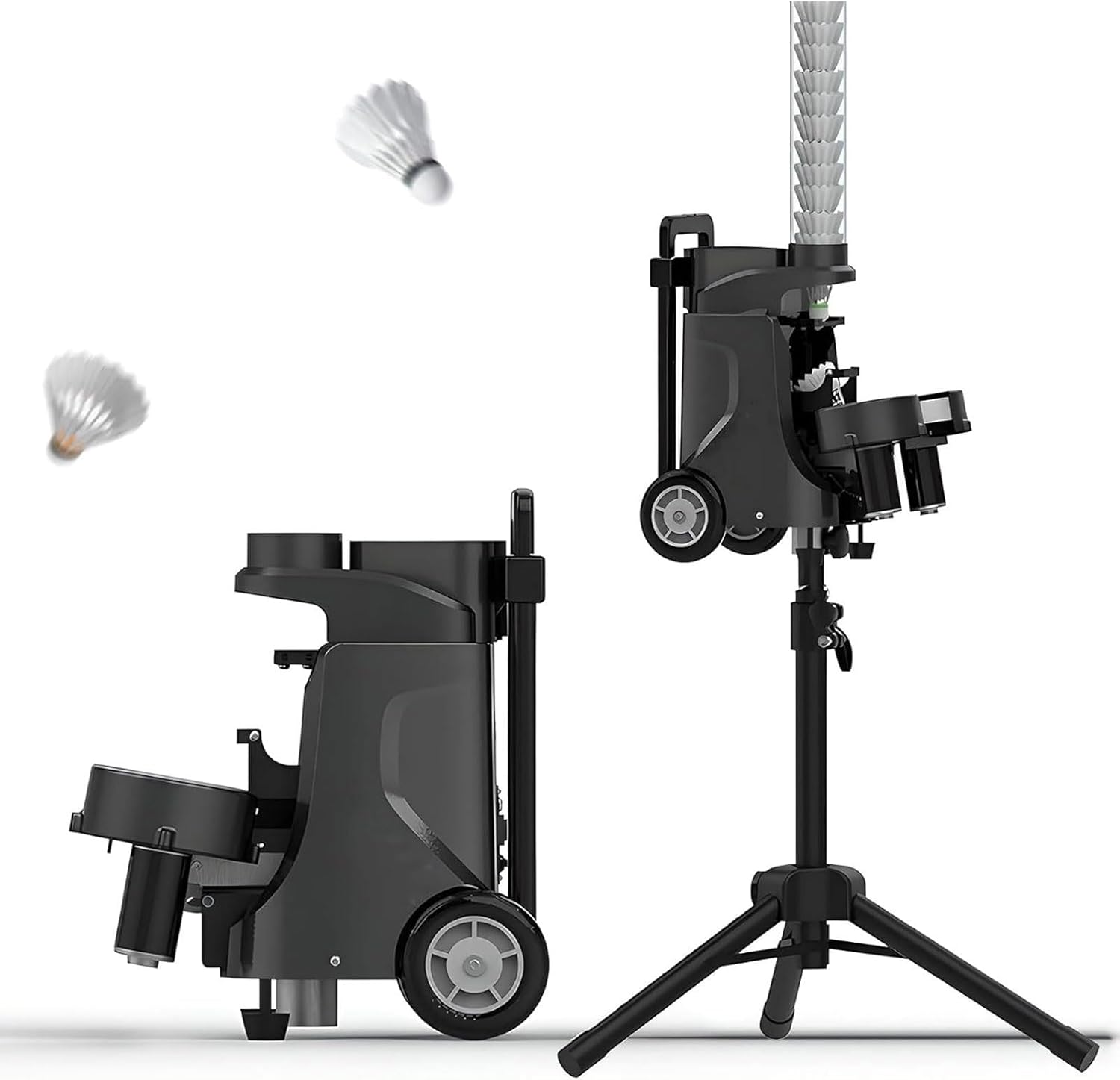 Portable Badminton Serve Pitching Machine,Automatic Badminton Launcher with Smart APP Control, Height & Angle Adjustable, 52+Ball Capacity,for Beginners Pros Alike