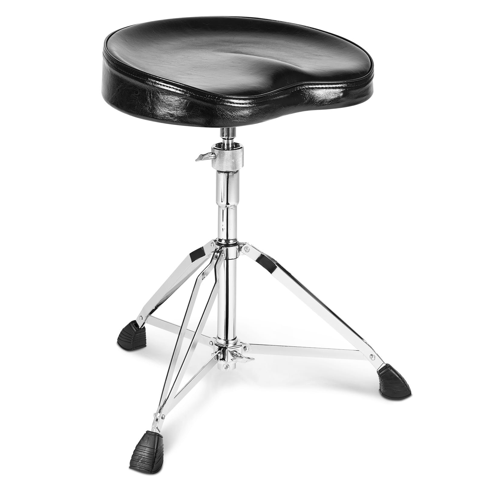 VEVOR Sgabello per Batteria, 540-670 mm Altezza Regolabile, Sgabello per Batteria Imbottito Sedile Piedini Antiscivolo Bacchette 5A Portata Massima di Peso 227 kg Sedia per Batteria Girevole a 360°