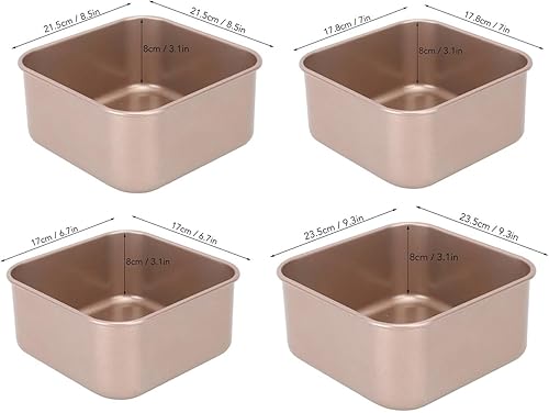 Miniatura 4 de Baking Pan Deep Square Stick Proof Stackable Thickened Carbon Steel Sheet For Cake Bread Barbecue Gold Tray(Small)