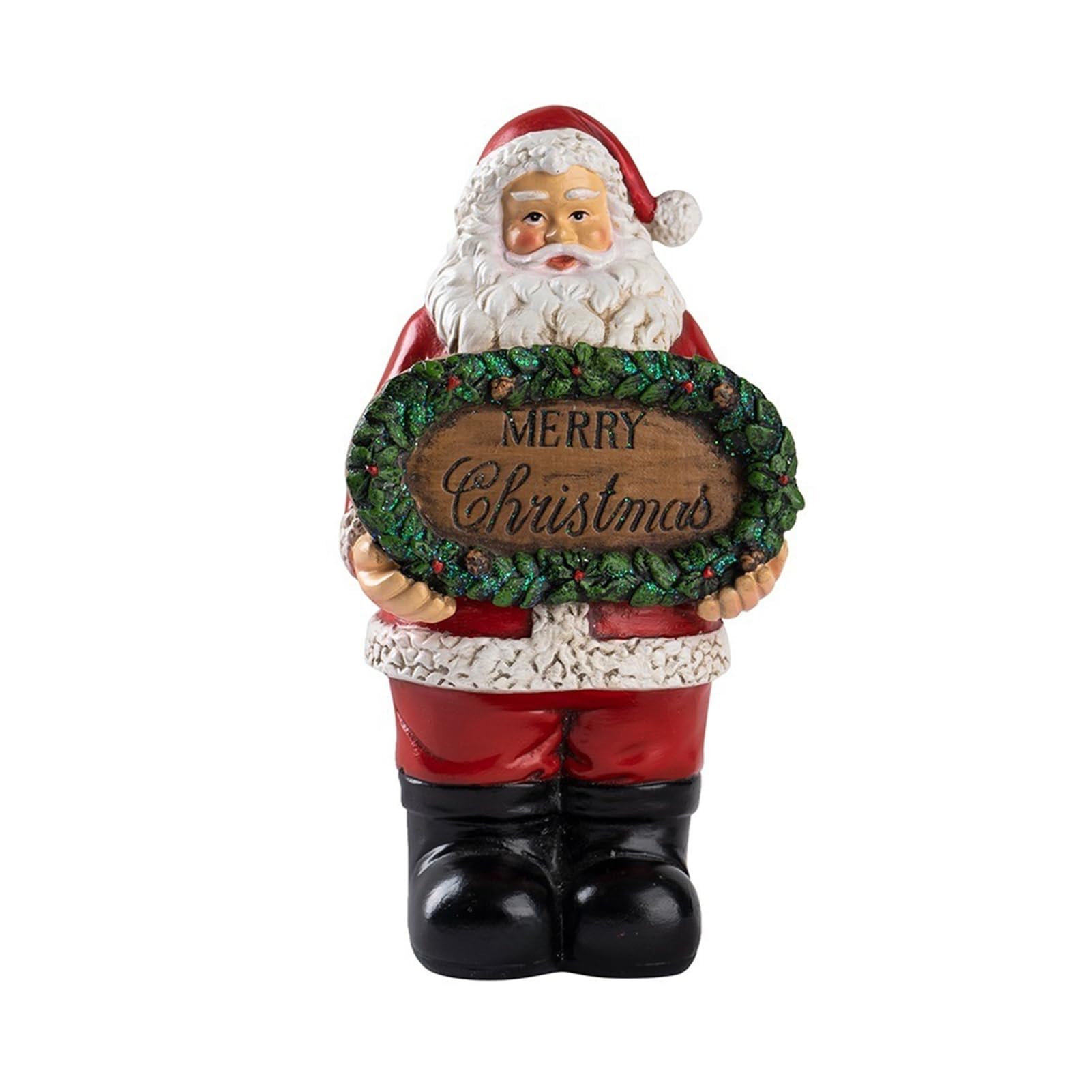 pidodou Merry Christmas Decoration Santa Claus Resin Statue for Holiday Home Display Festive Holding Sign Ornament for Shelf & Mantel Santa Claus