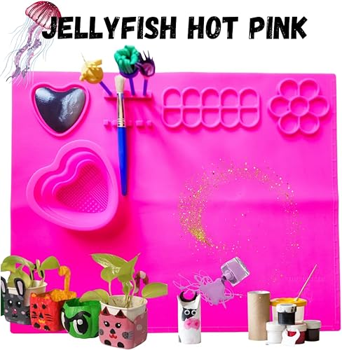 Miniatura 2 de Tapete de silicona para niños para manualidades, pintura y juego desordenado con taza magnética extraíble, regalo de arte de Chrildren, regalo de