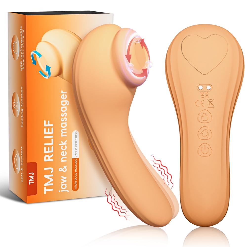 TMJ Relief Products Jaw Massager,Neck Massager with Rolling,Vibrating and Heating, Real-Like Massage for TMJ Jaw & Neck Pain Relief, Stiff Jaw, Tension, Stiffness
