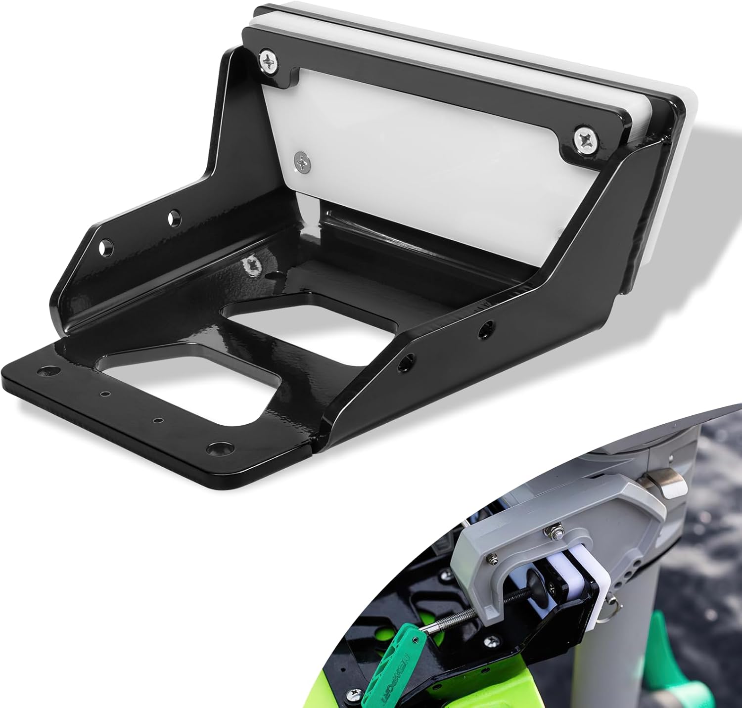 Transom Trolling Motor Mount for Kayaks Kayak Motor Mount, 6mm Thick Full-cast Aluminum Body, for Most Clamp-on Electric Trolling Motors up to 3HP or 70 Lbs Thrust