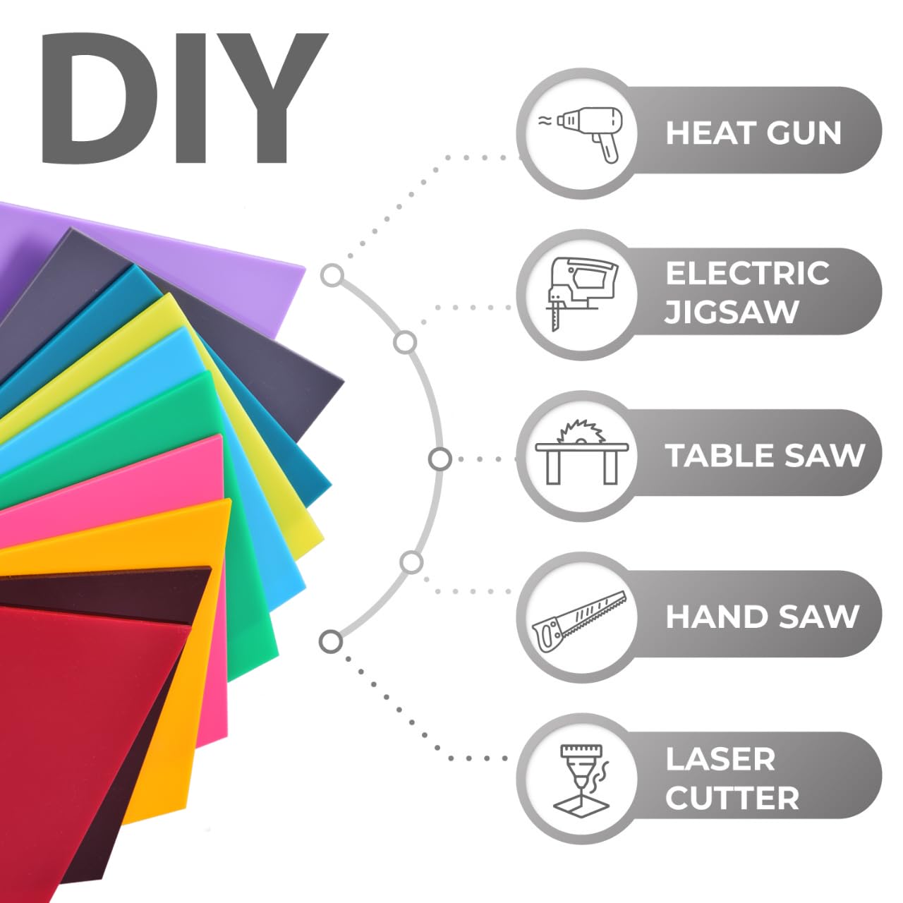 Colored Cast Acrylic Sheets 8x8 Inch, 1/8" Thick 10 PCS Opaque Laser Engraving Board with Branded Kraft Paper Film - DIY Crafts, Sign Making, Industrial Prototyping