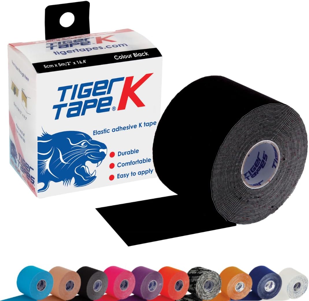 K Tape - Black Kinesiology Tape (5cm x 5m) | Uncut Muscle Tape for Running, Sports & Injury Recovery | Waterproof, Hypoallergenic & Elastic Athletic Tape for Training & Rehab