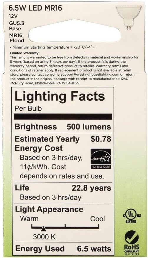 3349100 50-Watt Equivalent MR16 Dimmable Bright White LED Light Bulb with GU5.3 Base