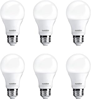 Sunlite LED A19 Light Bulb, 6 Watts (40 Watt Equivalent), 480 Lumens, 120 Volts, Dimmable, Medium E26 Base, Energy Star, UL Listed, RoHS, 6500K Daylight, 6 Pack