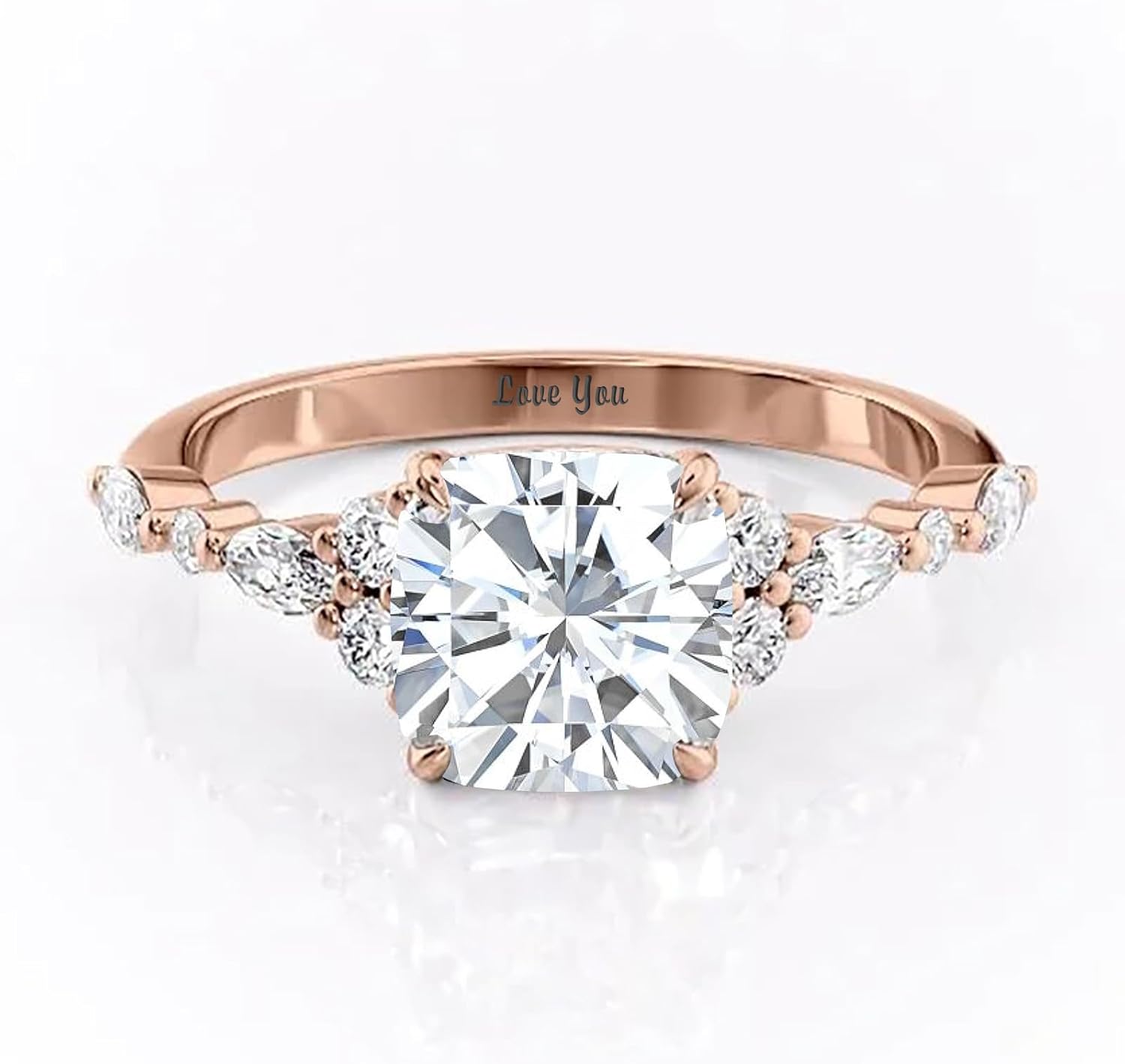 Cushion Cut Moissanite Engagement Ring for Women, 10K 14K 18K Solid Gold 1-3 Carat CT Moissanite Wedding Rings Promise Ring Anniversary Christmas Birthday Jewelry Gift for Her Size 4-12