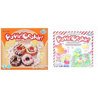 Kracie Popin Cookin DIY Candy Making Bundle - Donuts Kit 1.4 Ounces Pack of 1 and Gummy Land Candy Kit