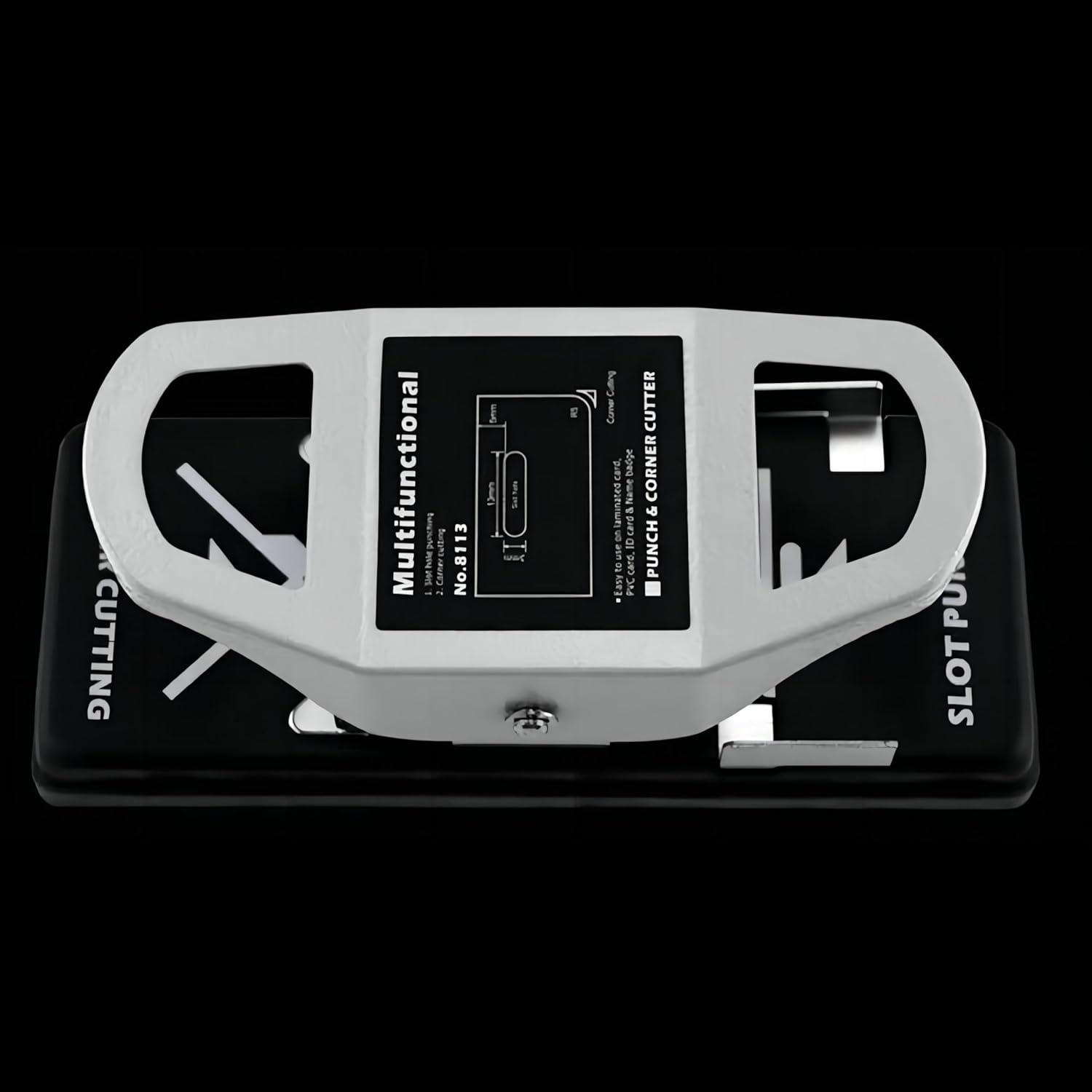 2-in-1 Slot Hole Punch, Manual Badge Hole Puncher, Heavy Duty All-Metal Corner Rounder Slot Punch Tool for Paper PVC Cards ID Cards Badges Business Cards, R5 Round Corner & 3 x 13mm Slot