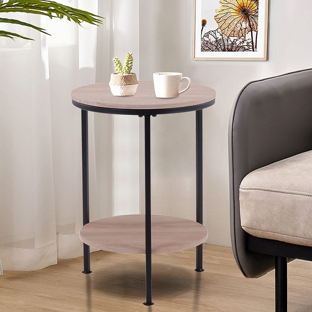 GOLDFAN Table de Chevet à 2 étages avec Tiroir en Bois de pin Basse de