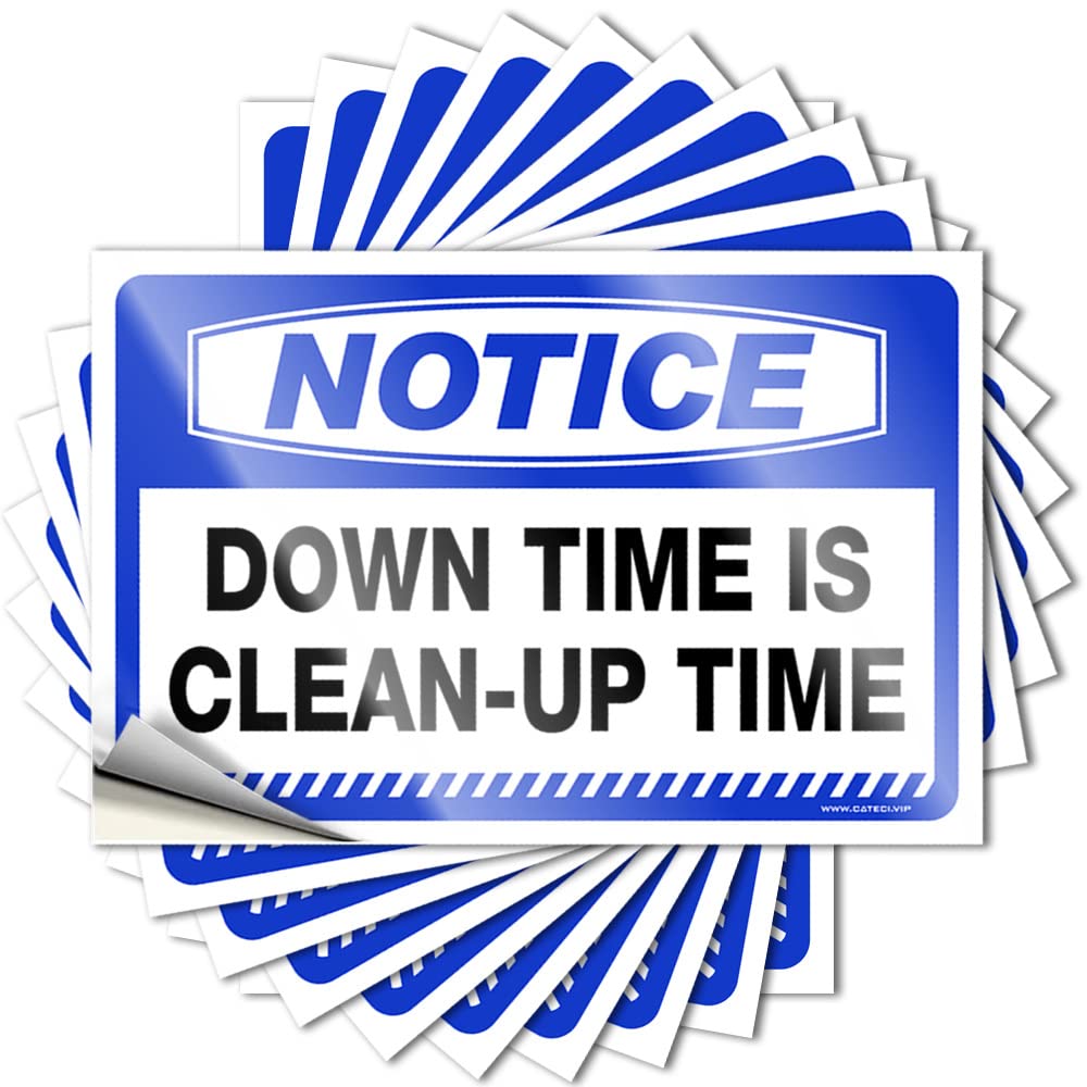 Notice Down Time is Clean-up Time Encouragement Decals | Man Cave Accessories Waterproof Vinyl Door Math Removable Decal Peel Stick(12X18CM)