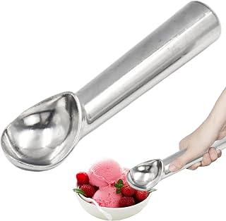 Ice Cream Scoop, Nonstick Anti-Freeze Aluminum Ice Cream Scooper, Easy to Clean for Gelato Cookie Dough Sorbet Almond Fruit Desserts, Silver