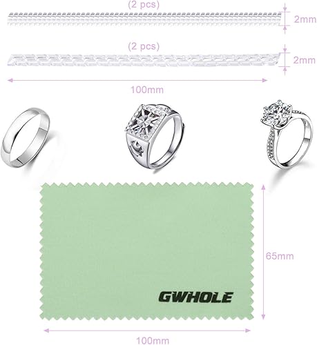 Miniatura 3 de Ajustador de tamaño de anillo con gamuza de plata conjunto de 4007  012 pulgadas por GWHOLE