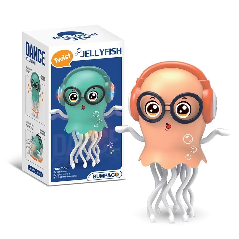 Sundaymot Dancing Jellyfish Toy for Kids with Music, LED Lights & 360° Bump-and-Go Action – Battery Operated Cartoon Jellyfish Robot Play Kitchen Accessories,(Dancing Jellyfish)-image-9