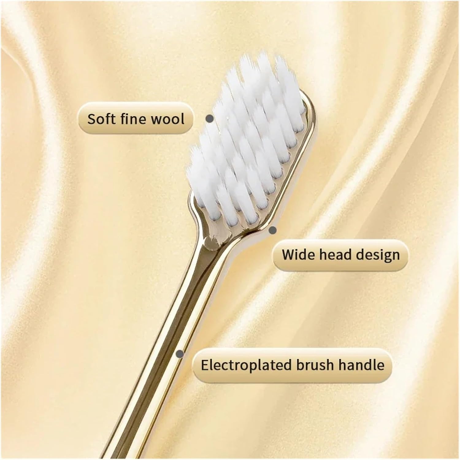 Gold Silver Manual Toothbrush Adults Soft Bristles Gentle Care Travel Pack