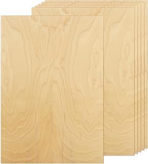 6Pcs 12 x 18 x 1/4 Inch Baltic Birch Plywood Sheets 6mm Unfinished Plywood Sheet for Arts and Crafts, Painting, Pyrography, Wood Engraving, Wood Burning, Laser, Architectural Models