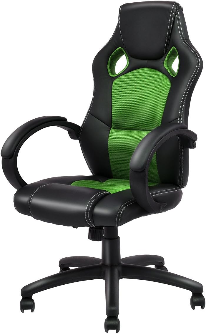 Giantex Gaming Chair Racing Chair High Back Bucket Seat Swivel Executive Office Computer Task Desk Gaming Chair (Green)