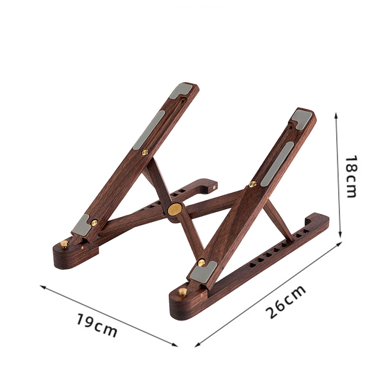 Supporto Pieghevole per Laptop, Supporto per Laptop Regolabile in Altezza, Antiscivolo, in Legno, per Computer Tablet, Notebook, Scrivania, Lavoro, Marrone scuro