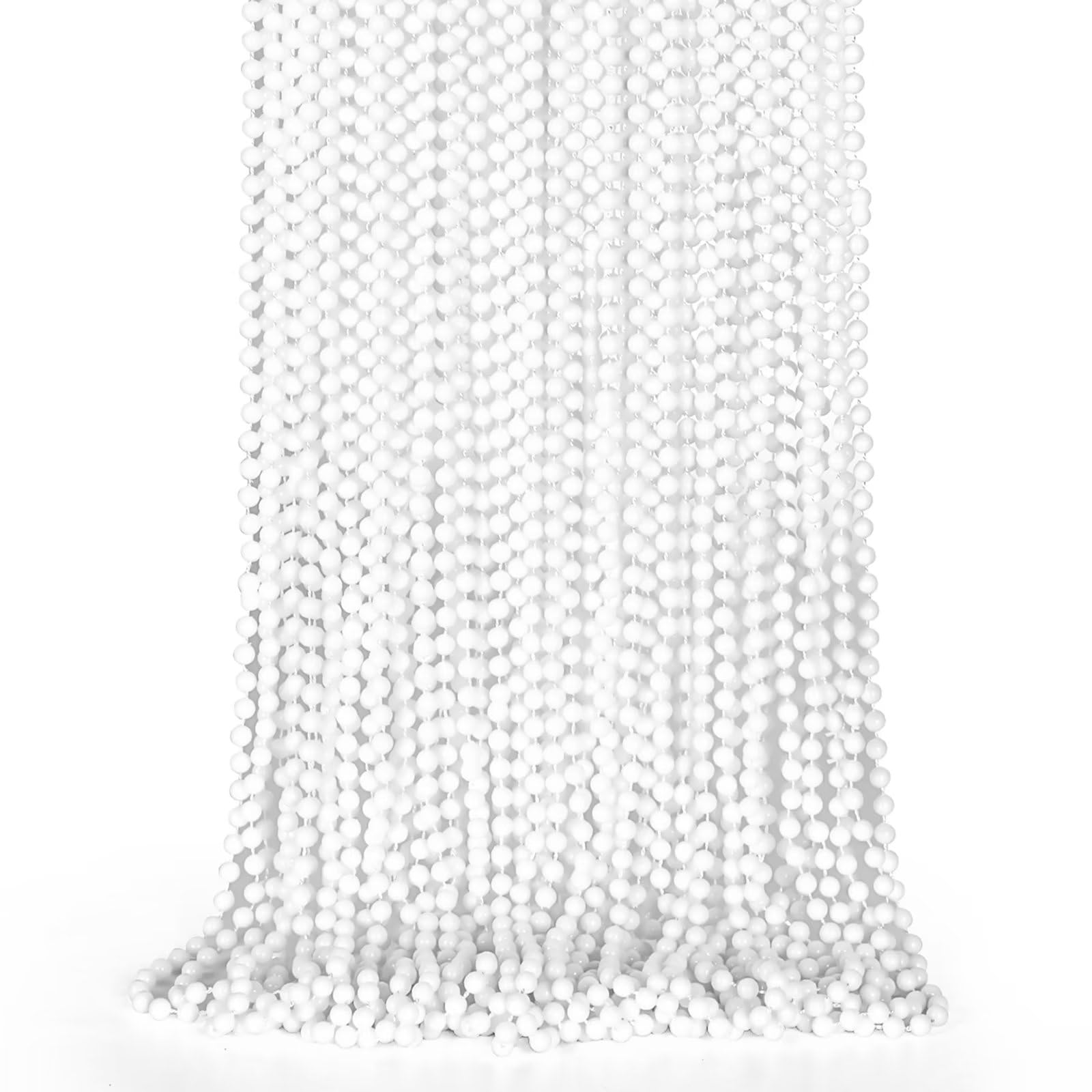 EOBOH Mardi Gras Beads Bulk, 12PCS White Beaded Necklace Costumes Party Favors, 33" Mardi Gras Beads Accessory Sets, Festival Parade Throw Accessories for Wedding Birthday Celebrations Decorations