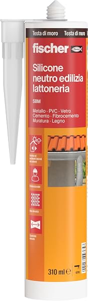 Fischer SBM 310 Testa di Moro, Silicone Sigillante Basso Modulo Neutro per Edilizia, Elastico, Inodore, Senza Solventi, Interni/Esterni, Lattoneria, Facciate, Vetrate