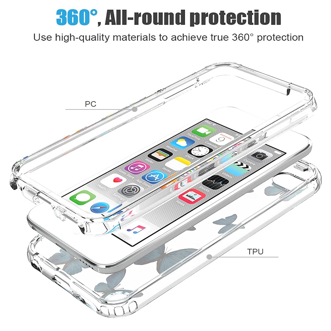 OOK IPod Touch Hülle Mit Ringhalter - Schmetterling Design Für 5/6/7 Generation