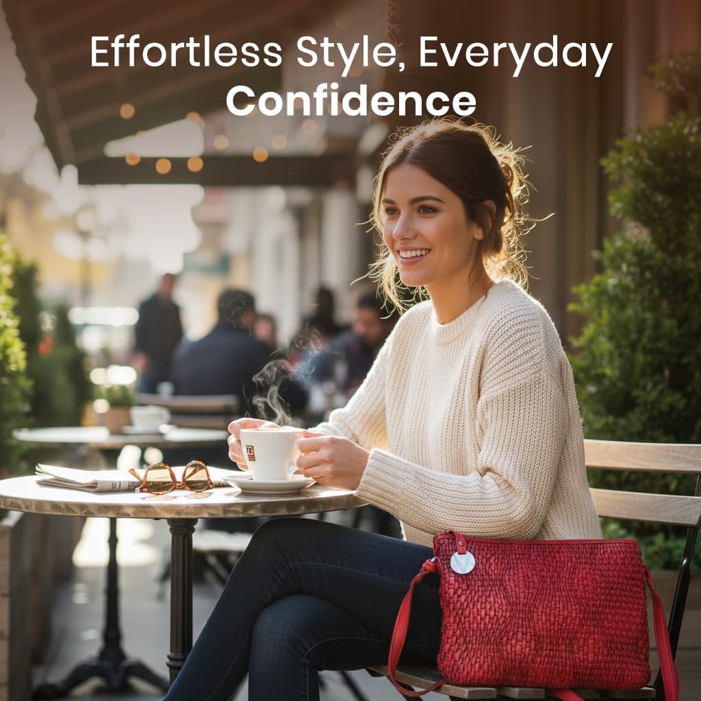 Genuine Leather Crossbody Sling Bag for Women - Trendy Casual Office Bag with Adjustable Strap