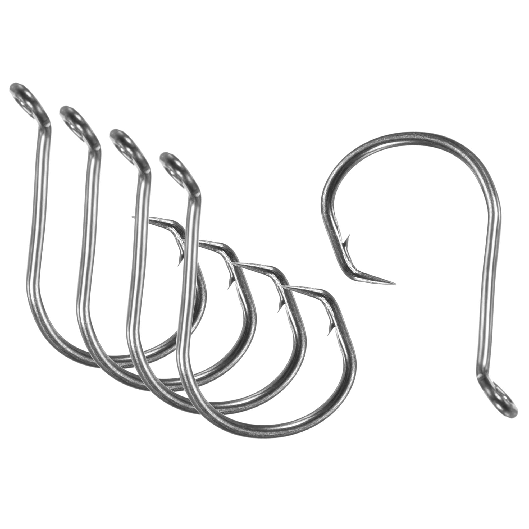 PATIKIL 2# Fishing Circle Hooks, 10 Pack 0.91" L Carbon Steel Offset Hook with Barbs for Freshwater Saltwater, Black