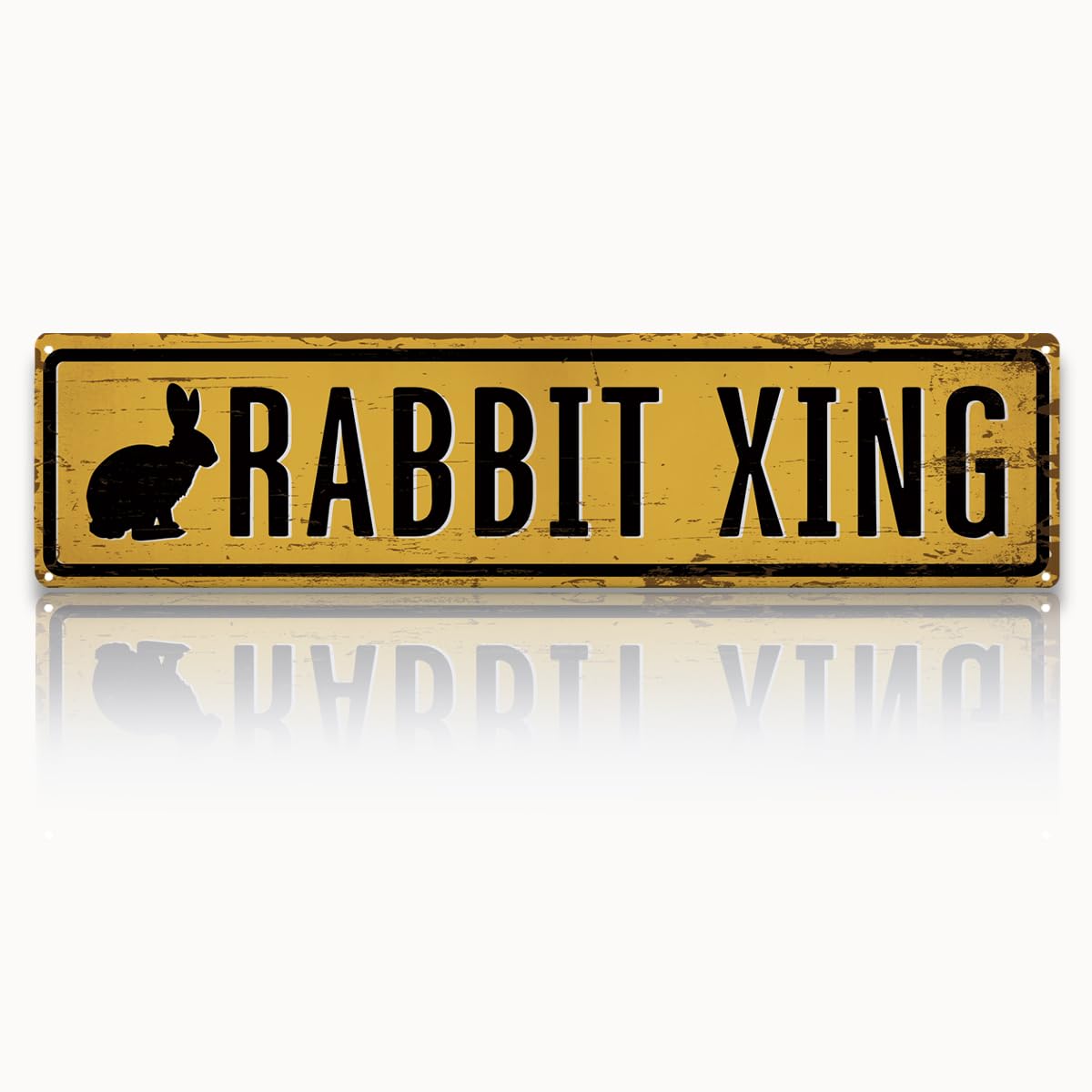 peiyeety Vintage Metal Tin Sign Rabbit Xing Retro Street Sign, Rustic Wall Decor for Home, Wildlife, Man Cave, Garage, Kitchen, Office, Farmhouse, Patio, Garden, Porch, 4 * 16 inch