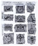 Stampers Anonymous Tim Holtz Cling Rubber Stamp Set, 7 by 8.5-Inch, Mini Blueprints No.4