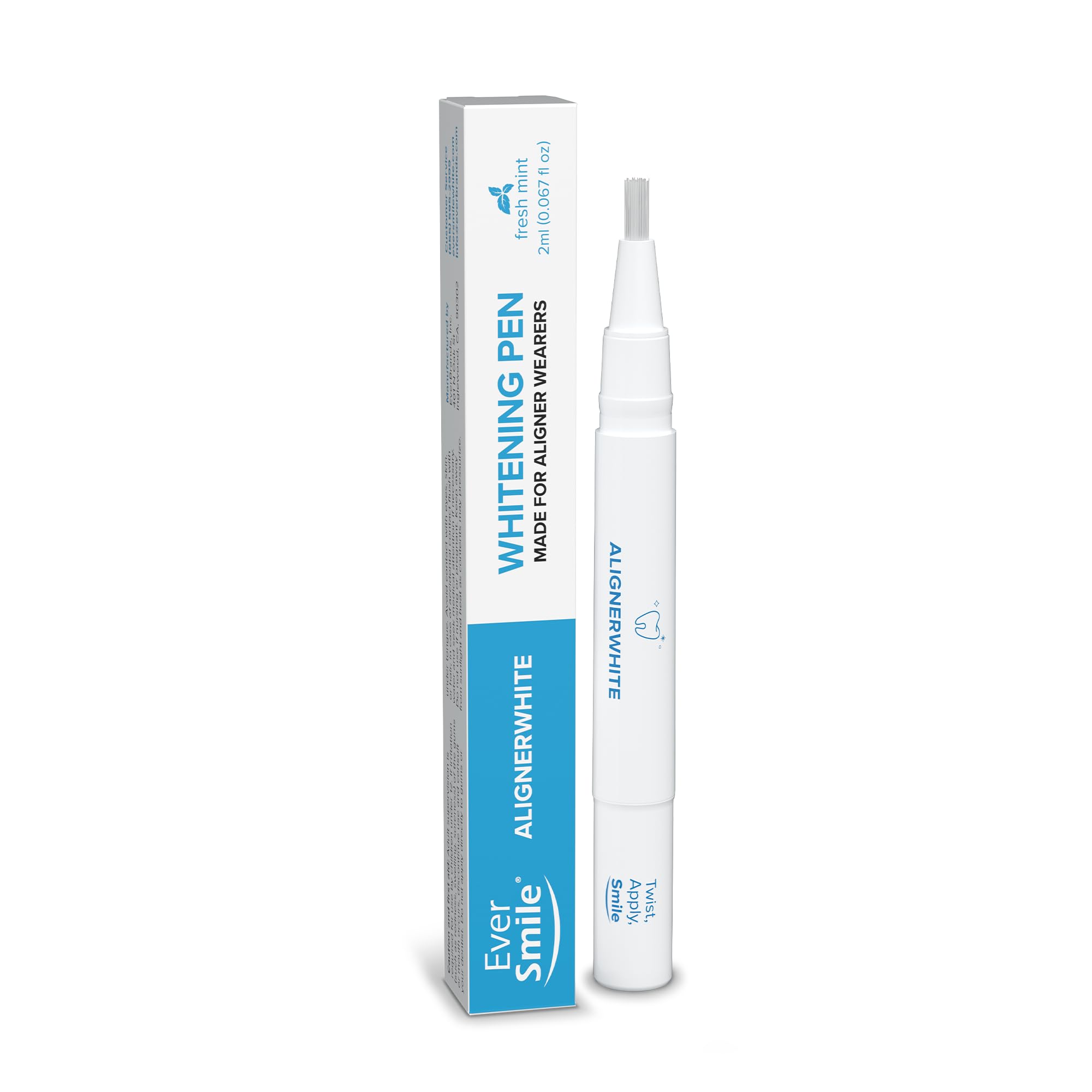 AlignerWhite – Travel Size Teeth Whitening Pen with Fresh Mint Flavor (2ml Pack) – Gel Whitener Compatible with Invisalign, ClearCorrect, Essix, Hawley, and Other Aligners and Retainers
