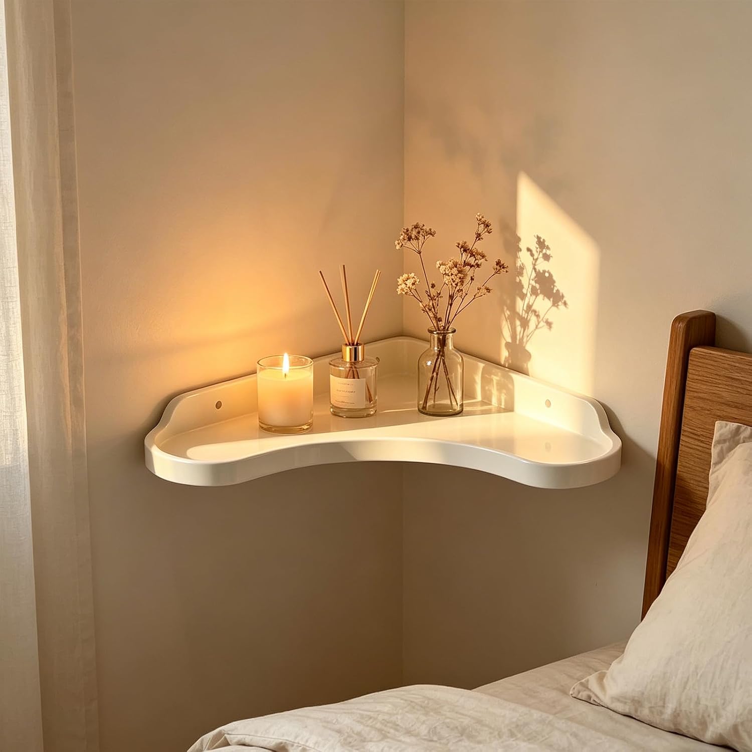 Corner Shelves, Heart Shaped Floating Corner Wall Shelf, Multi-Purpose Corner Storage Shelving for Bedroom, Kitchen, Living Room, Bathroom Decor & Small Household Items