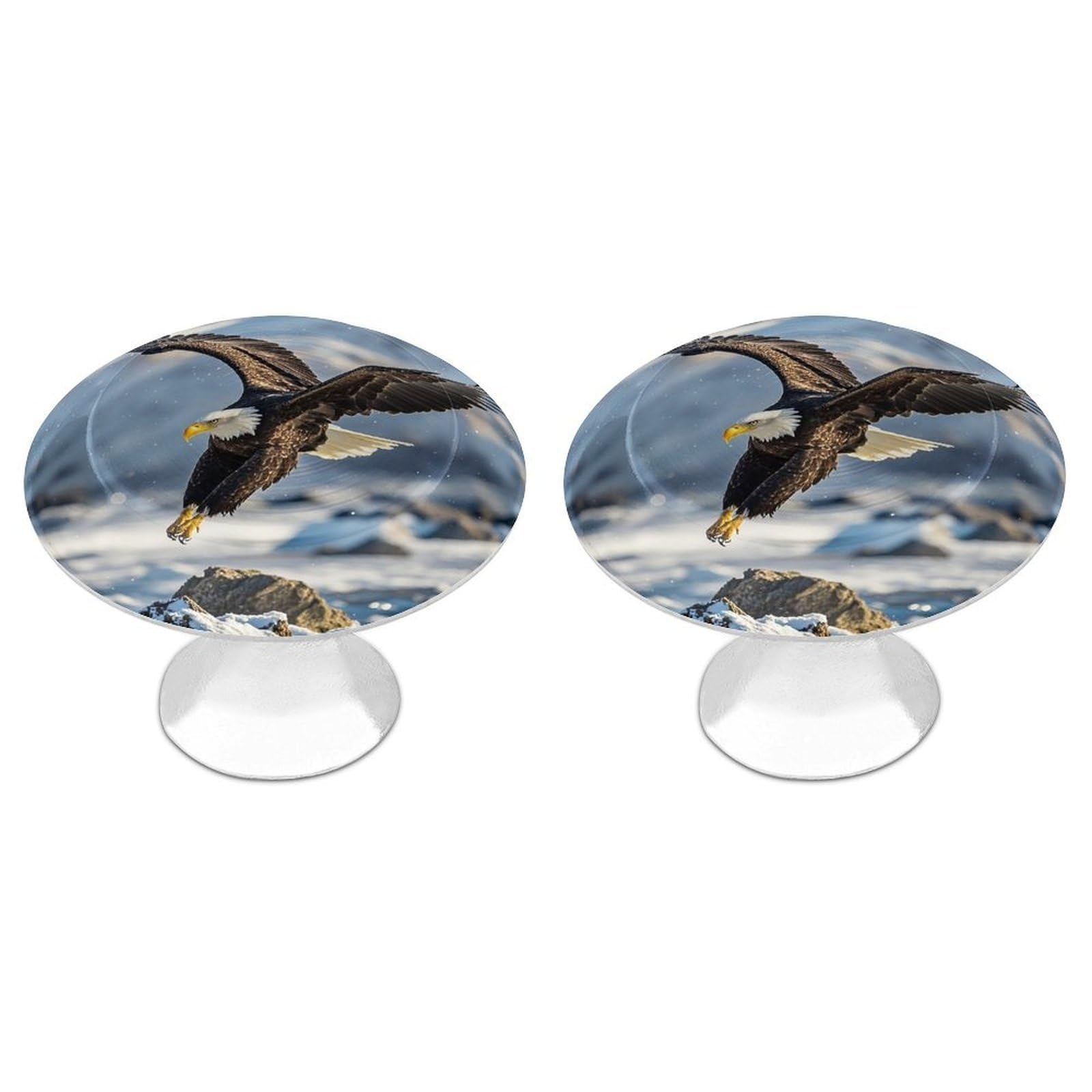 Fekiloot Style Bald Eagle Flying Cabinet Knob 2 Pack Mini Round Drawer Pulls Stainless Steel Dresser Drawer Knobs Kitchen Drawer Hardware For Bathroom Dresser Closet Door Knobs