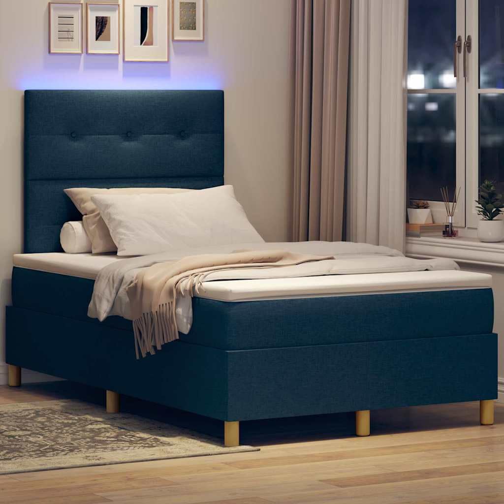 Tessuto con legno e luci LED per camera moderna matrimoniale 120x200 cm Blu