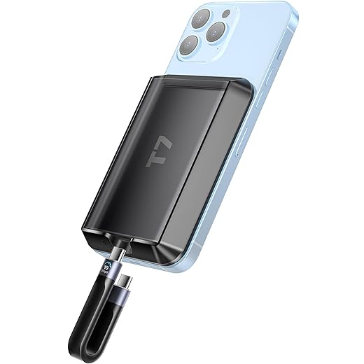 Magnetische Festplattenhülle für Samsung T7 & Touch SSD mit 10 Gbit/s Typ-C-Kabel, kompatibel mit iPhone 15 Pro & Pro Max Magsafe Externe Solid State Drive-Hülle, Schwarz