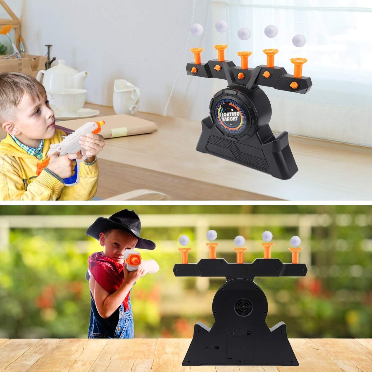 Herefun Gioco Bersaglio Galleggiante, Bersaglio Galleggiante Elettrico, Giochi di tiro Elettrico, Freccette Gioco Sparatutto Shooting Giocattoli da Allenamento con 2 Pistole, 10 Proiettile (arancione)