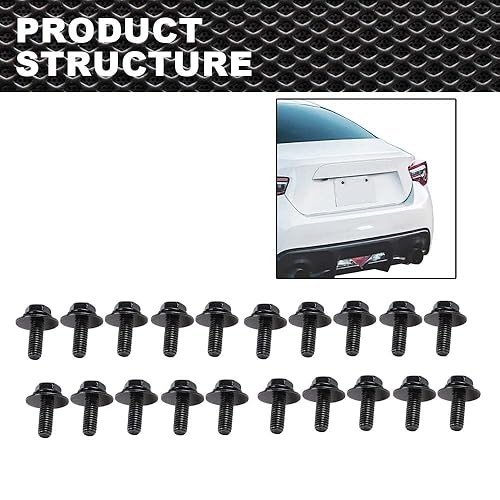 Miniatura 9 de Tornillo de cuerpo Tornillo Sujetador Fender M6-1.0X 0.630 in Largo - 0.394 in Hex- 0.669 in Arandela Acero Negro 20PCS